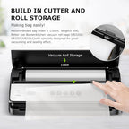 Bonsenkitchen Vacuum Sealer Machine, Multi-Functional Food Sealer with Built-in Cutter & Bag Storage, High-Speed Continuous Working with Globefish Technology, Includes Vacuum Bags & Roll Bag, Black