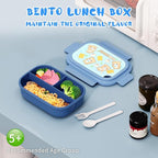Bento Lunch Box with Kids & Children, Stackable Lunchbox Container with 3-Compartment, Durable for On-the-Go Meal, BPA-Free and Food-Safe Materials (Blue)
