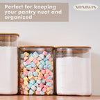 115oz 2PCS Large Glass Food Storage Containers of Wide Mouth Storage Containers with Tight Lids Square Glass Jars for Flour and Sugar, Cereal, Rice, Pasta, Oats, Wheatmeal, Coffee, Niblet