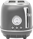 Haden Chelsea 2 Slice Wide Slot Toaster with Adjustable Browning Control, Grey & Chrome