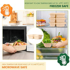 100 Piece (50 Pack) Meal Prep Containers Reusable - 2 Compartment 32 oz Cornstarch Snack Containers with Lids - Plastic Food Storage Salad Containers - To Go Lunch Box - Microwave & Freezer Safe
