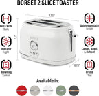 Haden Dorset 2 Slice Extra Wide Slot Toaster with Cool Touch Exterior, Removable Crumb Tray, and 6 Variable Browning Control, Ivory