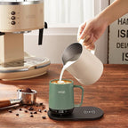 Temperature Control Smart Mug, Self Heating Coffee Mug LED Display, 180 Min Battery Life - Hot up to 149℉ Fast Wireless Charger Base Improved Design coffee serving sets (12oz, Blue Grey)