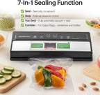 GERYON Vacuum Sealer Machine – Automatic Food Vacuum Sealer for Dry & Moist Food, Compact with LED Touch Panel, Includes Zipper Bags & Roll, Perfect for Sous Vide & Freezer Storage (Silver)