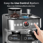 Garvee Espresso Machine with Grinder & Milk Frother, 20 Bar Professional Pressure & 95Oz Large Water Tank, Semi-Automatic Coffee Maker for Cappuccino/Latte/Macchiato, Design for Home Barista