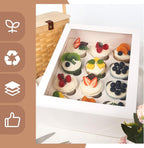 VGOODALL 2PCS White Cupcake Container, 12 Count with Window Boxes Holding 24 Pastry Box for Birthday Holiday Party Bakery Supplies