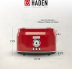 Haden Dorset 2 Slice Wide Slot Stainless Steel Toaster with Adjustable Browning Control & Non-Slip Feet, Rectory Red