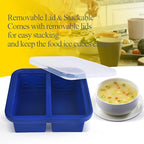 2 Cup Silicone Freezer Tray with Lid - 1 Pack - Make 2 Perfect 2-Cup Portions - Easy Release Molds for Food Storage & Freeze Soup, Broth, Stew or Sauce