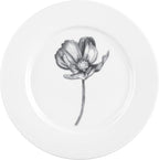 Portmeirion Home Stella 16 Piece Set - Monochrome Porcelain Dinnerware Collection with Patterned Borders, Mix & Match Designs - Ideal for Family Dining, Casual Entertaining & Modern Table Settings