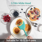 13.6" Solid Silicone Turner: U-Taste 600ºF Heat Resistant Kitchen Spatula Flipper, Food Grade Flexible Wide Seamless Rubber Cooking Utensil for Egg, Pancake, Burger in Nonstick Cookware (Aqua Sky)