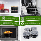 Meal Prep Containers Reusable 32oz - Meal Prep Bowls with Lids 50 Pack, Round Food Prep Bowls for Takeout, Disposable To Go Food Containers, Stackable, Leakproof, BPA-Free, Microwave/Freezer Safe