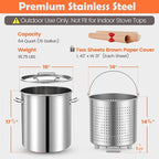 ARC 64-Quart Stainless Steel Seafood Boil Pot with Basket and Two Brown Paper, Crawfish, Crab, Lobster, Shrimp Boil Stock Pot with Strainer, Turkey Fryer, 16 Gallon
