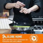 10 Inch Ceramic Non Stick Frying Pans - 5 Ply Stainless Clad Nonstick Skillet, Toxic, PTFE & PFOA FREE, Professional Cookware for Induction, All Stoves and Oven up to 650°F