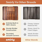 SMIRLY Silverware Drawer Organizer – Bamboo Kitchen Drawer Organizer, Adjustable Utensil Holder and Cutlery Tray, Drawer Dividers for Flatware and Kitchen Utensils