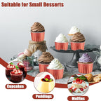 100 Pcs 5 oz Aluminum Foil Cup with Lids Disposable Ramekins with Lids Disposable Ramekin Baking Cups Foil Cupcake Containers for Wedding, Christmas, Kitchen, Party (Caramel, 5 oz)