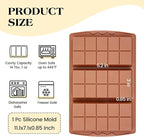 1 Pc Dubai Chocolate Bar Mold Deep Silicone 0.85 Inch Large Stuffed Chocolate Molds Nonstick Break Apart Square Shape Thick Candy Bar Molds
