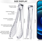 12 Pack Premium Small Serving Tongs, Dmoera Mini Stainless Steel Appetizer Tongs, 5Inch,5.2Inch(12.7cm)