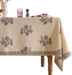 ISAENNE Designer Linen Light Beige Square Tablecloth,French Colorful Floral Table Cloth,Fall Stain Resistant Decor Tablecloths for Dining Thanksgiving Christmas Kitchen,67"*67"-Helena E