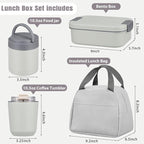 Large Bento Lunch Box Set for Adults Kids Women with 10.5oz Soup Thermo,Coffee Tumblers Men Girls Boys Teenagers Leak-Proof Lunch Food Containers with Lunch Bag
