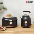 Haden Dorset 2 Slice Wide Slot Stainless Steel Toaster with Adjustable Browning Control & Non-Slip Feet, Black & Copper
