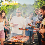 Lallisa Kabob Skewers - Metal BBQ Skewer Sticks with Push Bar for Meat, Chicken, Vegetable & Fruit (12 Pieces)
