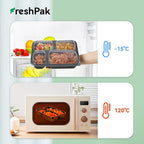Meal Prep Container Reusable 40 Pack 34oz - Shrink Wrap Leakproof | Portion Control Leftover Plastic Food Containers with Lid | BPA Free Freezer & Microwave Safe | 4 Compartment Takeout Boxes