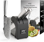 Damascus Kitchen Knife Set with Block, 4 Pieces Knife Block Set with Hammered Patterns Ergonomic Handles, 67 Layer Handmade Damascus VG10 Steel Core NF-D0519T-4B