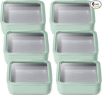Caraway 6pc Glass Food Storage Set – 10 Cup Food Containers (6) - Ceramic Coated - Non Toxic, Non Stick with Lids - Microwave Safe - Mist