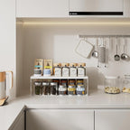 Stackable Expandable Metal Shelf Organizer - Adjustable Wire Storage Rack with Holes for Kitchen, Bathroom, Cabinet, Office - Space Saving, Durable & Sturdy Design（3PACKS/Medium/White
