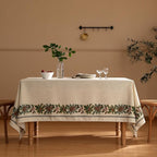ISAENNE Designer Christmas Linen Long Rectangle Tablecloth,Light Beige Western Table Cloth,Wrinkle Resistant Decor Tablecloths for Dining Thanksgiving Kitchen Christmas,63"*94"-Carol G