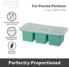 OGGI Prep & Portion Silicone Freezer Trays with Lid - Freezer Molds for Food, Ice Cube Tray, Food Prep Containers, Freezer Storage Containers, for Soup, Smoothie Cubes, Sauce, Broth, Leftovers - 1 Cup