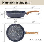 8.5 Inch Nonstick Frying Pan Skillet, Superior PFOA-Free & Non-Toxic Coating, 3mm Aluminum for Even Heat, Induction Compatible, Dishwasher Safe for Eggs & Pancakes