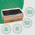 1,000 Plastic Disposable Sporks Bulk Black Medium Weight Disposable Silverware Plastic Cutlery Spork