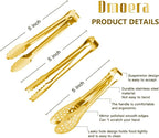 12 Pack Gold Premium Small Serving Tongs, Dmoera Mini Stainless Steel Appetizer Tongs, 5 Inch(12.7cm)