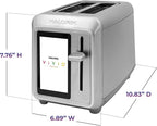 Kalorik Toaster VIVID TOUCH Series 2-Slice with Large High-Resolution Touchscreen and Customizable Cooking Presets by Bread Type, Features Wide Slots and High Lift Lever, 1000-Watts, Stainless Steel