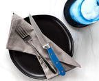 DURA LIVING Premium 4-Piece Steak Knife Set – Sharp Serrated Blades, Forged High Carbon Stainless Steel, Full Tang, Ergonomic Handle, Royal Blue – Ideal for Dining & Entertaining