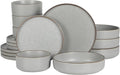 Gibson Elite Gelston Stoneware Matte Reactive Glaze 16 Piece (Service for 4) Plates and Bowl Dinnerware Set - Grey