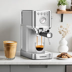 CHULUX Slim Espresso Machine with Milk Frother Steam Wand, 20 Bar Professional Italian Pump Espresso Coffee Machine for Home Cappuccino & Latte Maker, Silver