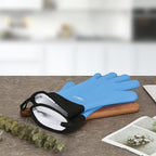 Kitchen Oven Gloves - Silicone and Cotton Double-Layer Heat Resistant Oven Mitts/BBQ Gloves/Grill Gloves - Perfect for Baking and Grilling (XL-XXXL, Blue)