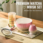Matcha Whisk Set, 7 Pcs Pink Matcha Kit with Bowl, Whisk and Holder, Bamboo Scoop, Scoop Rest, Sifter & Tea Towel, Tea Gifts for Making Breakfast, Latte Match-a Lovers