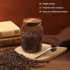 Glass Coffee Storage Jar with Lids Scoop Round Glass Coffee Ground Containers Borosilicate Glass Food Canister for Cereals Oats Beans Nut Sugar Candy Spice Rice Tea