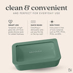Ceramic Coated Glass Food Storage Container | No PTFE, PFOA, PFAS, and BPA | Reusable Non Toxic Meal Prep Container with Glass Lid | Easy To Store | 8 Cup Square [Pine]