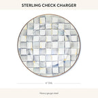 MACKENZIE-CHILDS Enamel Charger Plate, Charger Decoration for Dinner Plates or Home Decor, 12 Inches, Gray-and-White Sterling Check, Set of 1