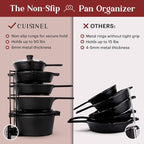 Pan Organizer - 2-PACK of Silicone-Coated Non-Slip 15" Heavy Duty Skillet Rack - Kitchen Counter/Cabinet Organization Storage - Holder for Cookie Sheet, Cutting Board, Cast Iron Cookware, Dish Stand