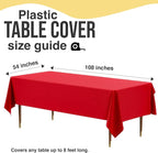 Party Solids 66% Thicker Premium Plastic Table Cloth Rectangle Table Cover 0.5 Mil 12 Pack Red Table Cloth 54 Inch x 108 Inch Disposable Tablecloth Won't Tear Easily Like Cheap Thin Brands