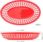 80 Pack 8.9x5.7x1.6 Inch Red Plastic Fast Food Baskets, Restaurant and Deli Serving Baskets for Picnic, Chicken, Burgers and Fries