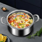 Pots and Pans Set,12 Inch Hybrid Nonstick Frying Pan & 5QT Stockpot,3 PCS Silicone Kitchen Utensils Set