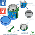 Bento Lunch Box Set for Kids with 10oz Soup Thermo, Leak-Proof Lunch Containers with 4 Compartment, Kids Thermo Hot Food Jar and Insulated Lunch Bag for Kid to School,BPA-Free(Basketball)