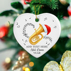 Customized Tuba Instrument Christmas Ceramic Ornament 2025, Tuba Player Christmas Tree Ornaments, Personalized Tubaist Xmas Ornament with Text Name & Year, Gifts for Men Women Music Lovers