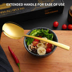 6 Piece Stainless Steel Serving Spoons Set - 6 Large Spoons, 9.2-Inch, Dishwasher Safe, for Parties/Kitchen/Buffet/Catering,Gold